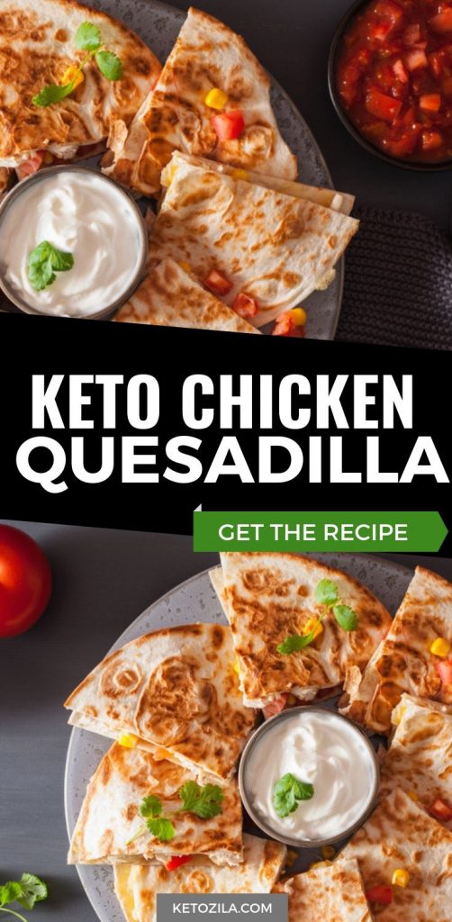 Keto Chicken Quesadilla w/ Avocado & Jalapeño
