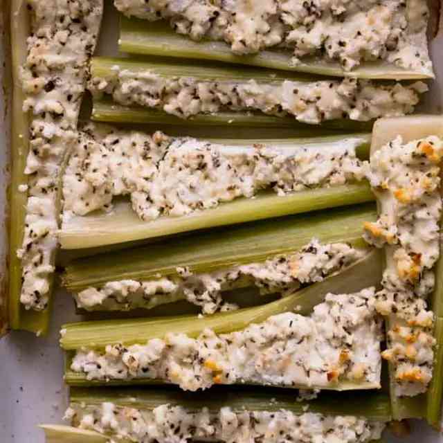 Baked Stuffed Celery & Goat Cheese