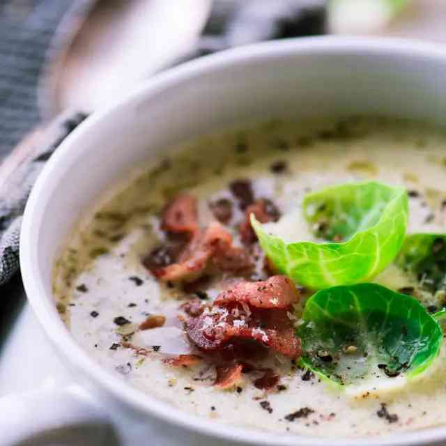 Creamy Brussels Sprout & Bacon Soup